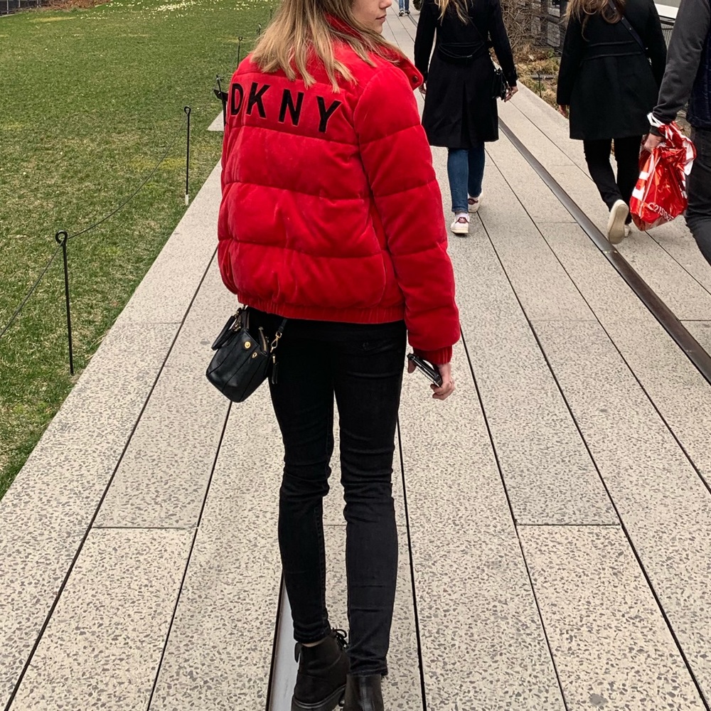 Velour DKNY sport logo bomber